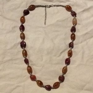 💕 Cream tan brown stone beaded necklace